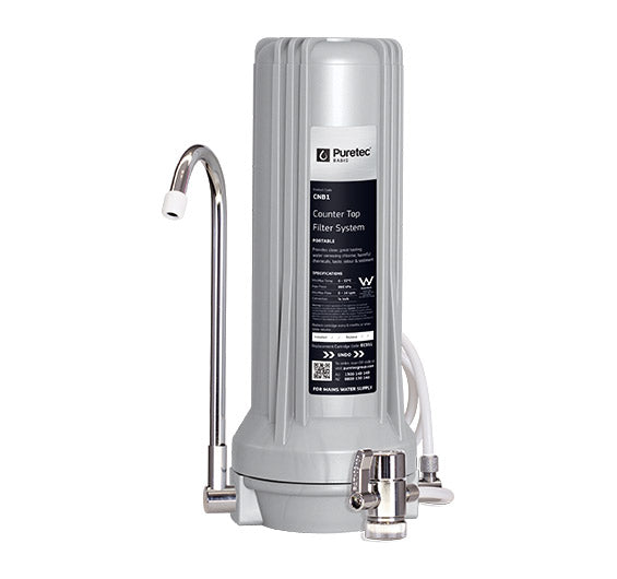 Puretec CNB1 Countertop Water Filtration System with Faucet - 4 LPM Flow Rate | Under Sink & Kitchen Drinking Water Filter for Clean, Great-Tasting Water