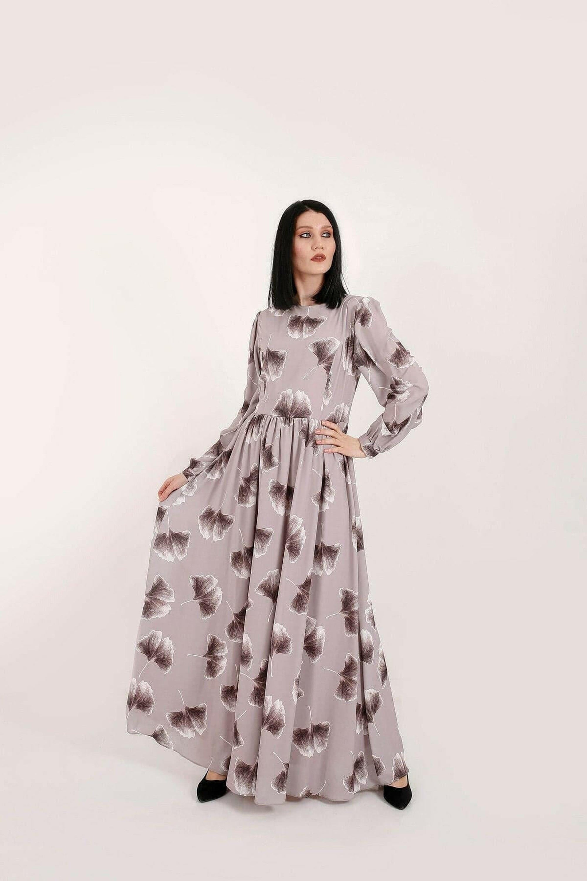 Tammy Long Sleeve Maxi Dress for Women - Elegant Flowy Summer & Fall Dress for Beach, Wedding & Party Occasions
