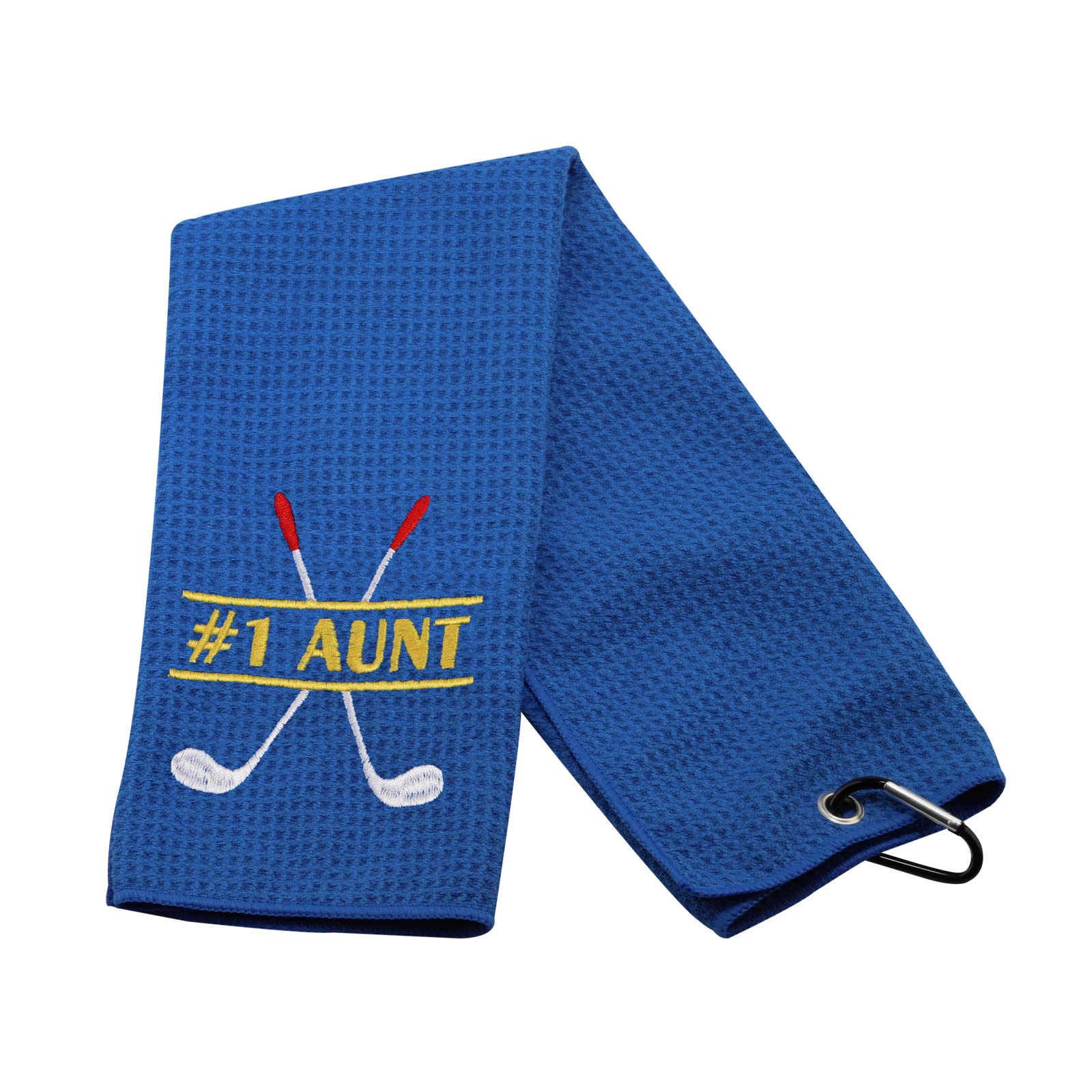Best Embroidered Golf Towel for Aunt - Premium Golf Gift with Clip - Perfect for Golfers, Tournaments & Special Occasions