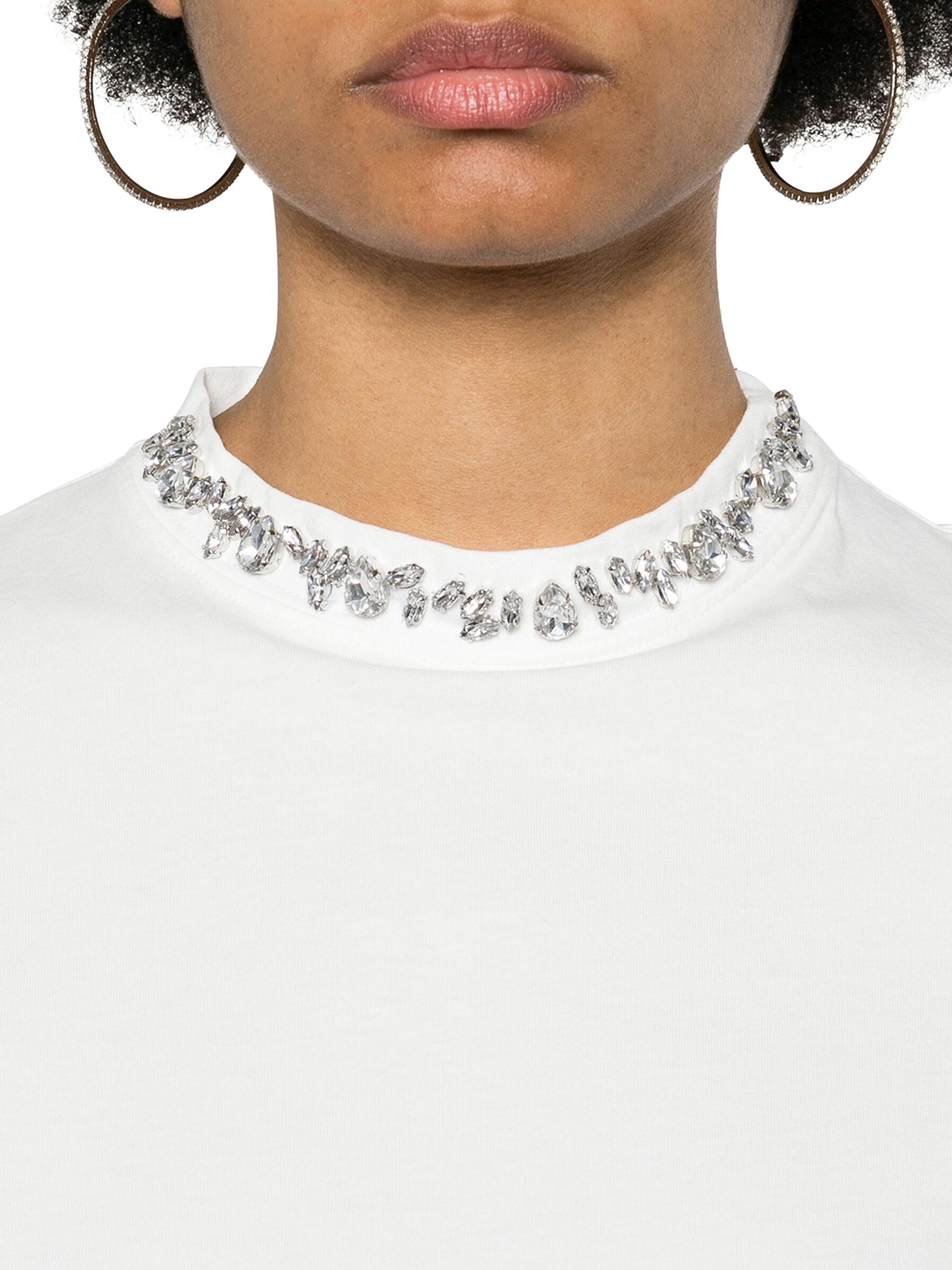 Sparkling Crystal Embellished Cotton T-Shirt for Women - Elegant & Comfortable Fashion Top for Parties, Dates & Casual Wear