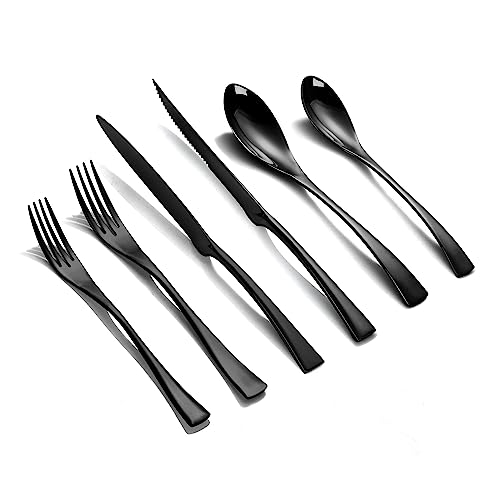 Black 24 Piece Set with Steak Knives