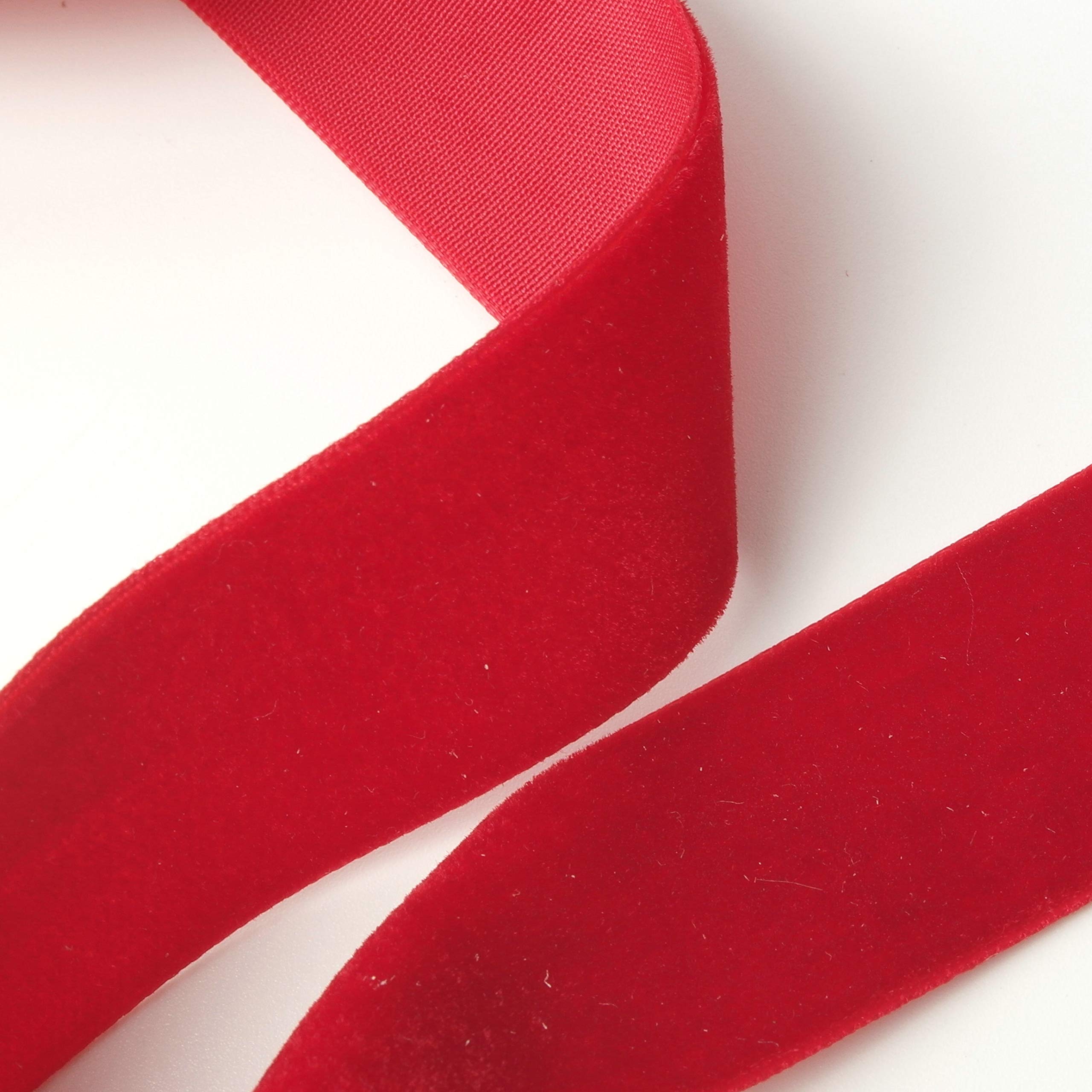 Premium Crushed Velvet Ribbon - 20 Yards Spool (Red) for Gift Wrapping, Wedding Decorations, DIY Crafts & Holiday Ornaments