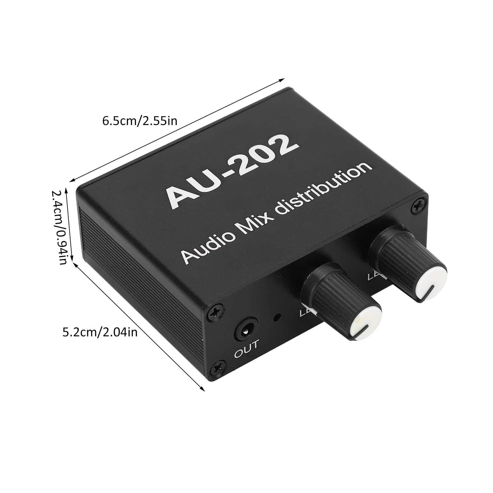 Deosdum 2-in 2-out Stereo Audio Mixer - 3.5mm Jack Plug & Play Aluminum Alloy Mixer Amplifier - Perfect for Podcasting, Live Streaming & Home Studio Recording