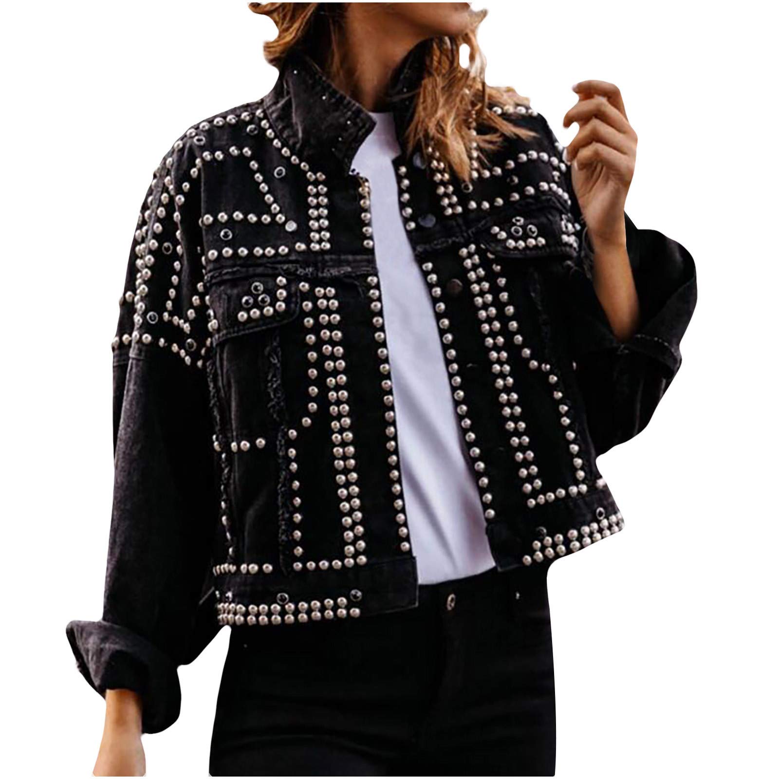 Posijego Women's Denim Jacket for Fall & Winter - Stylish Casual Outerwear for Everyday Wear | Perfect for Work, Dating & Outdoor Activities
