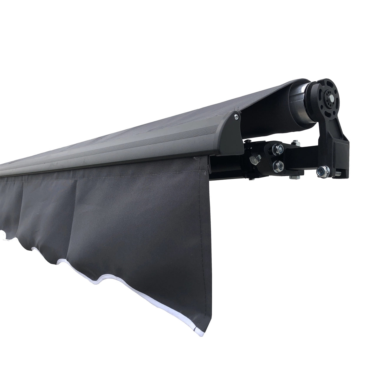 Aleko 10 x 8 Feet Motorized Retractable Patio Awning - Black Frame with Gray Fabric for Outdoor Shade & Sun Protection - Perfect for Backyard, Deck, and Poolside Relaxation