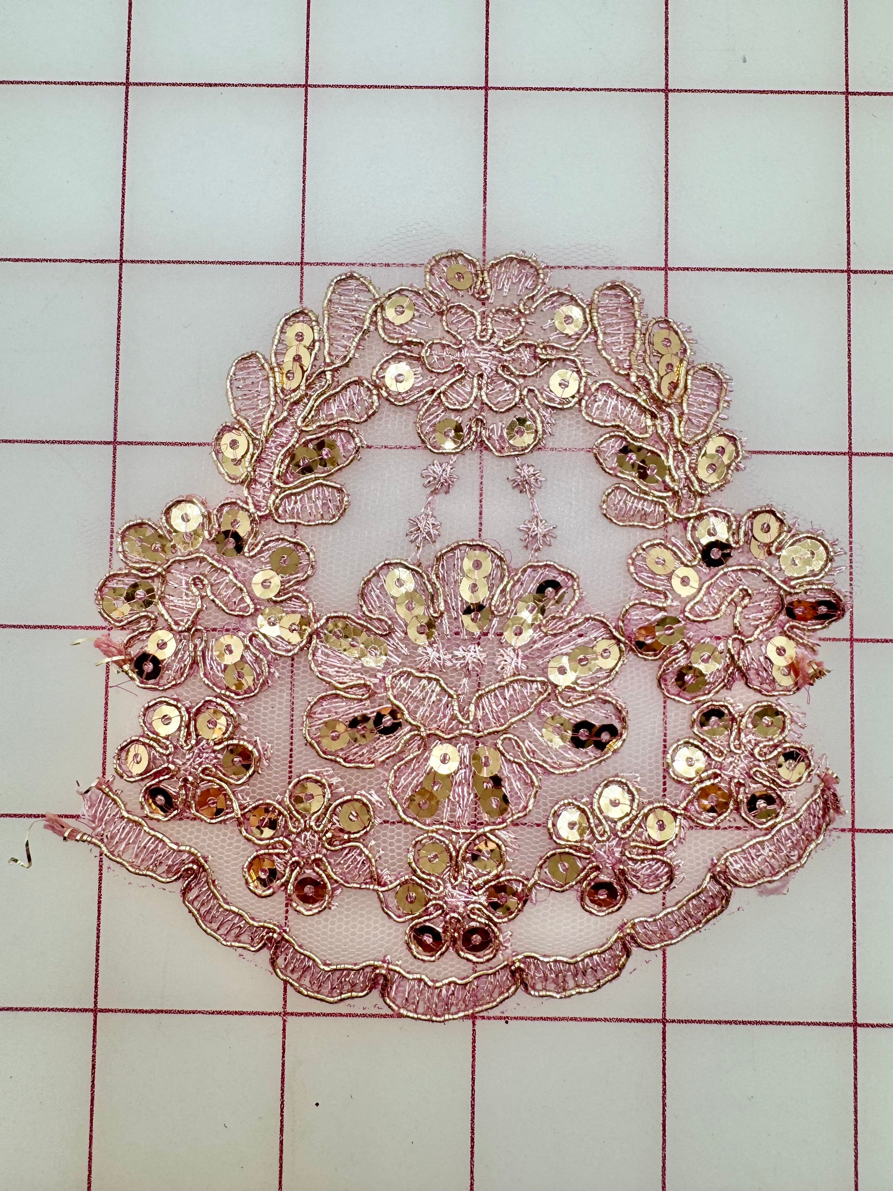 Rose Gold Metallic Sequined Applique - Custom Dyed Fabric Embellishment for DIY Wedding Dresses, Costumes & Home Decor