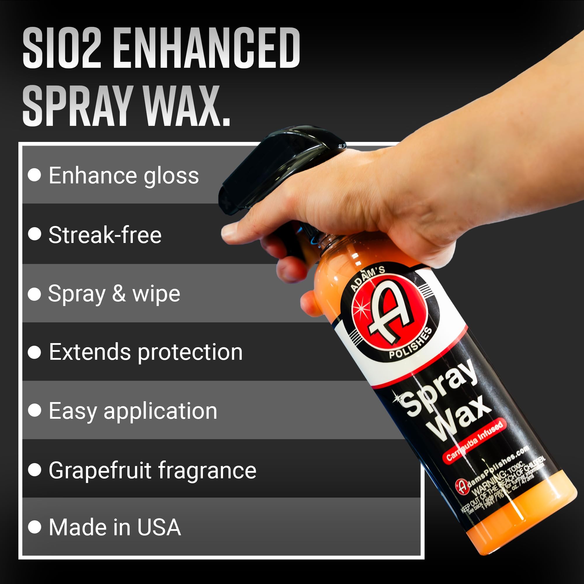 Adam's Polishes Premium Carnauba Spray Wax Kit - Advanced Car Wax & Polish for Ultimate Paint Protection | Quick Detailer for Cars, Trucks & SUVs | Perfect for Washing, Detailing & Shine Maintenance | Wheels & Windows Safe | Auto Cleaning Supplies