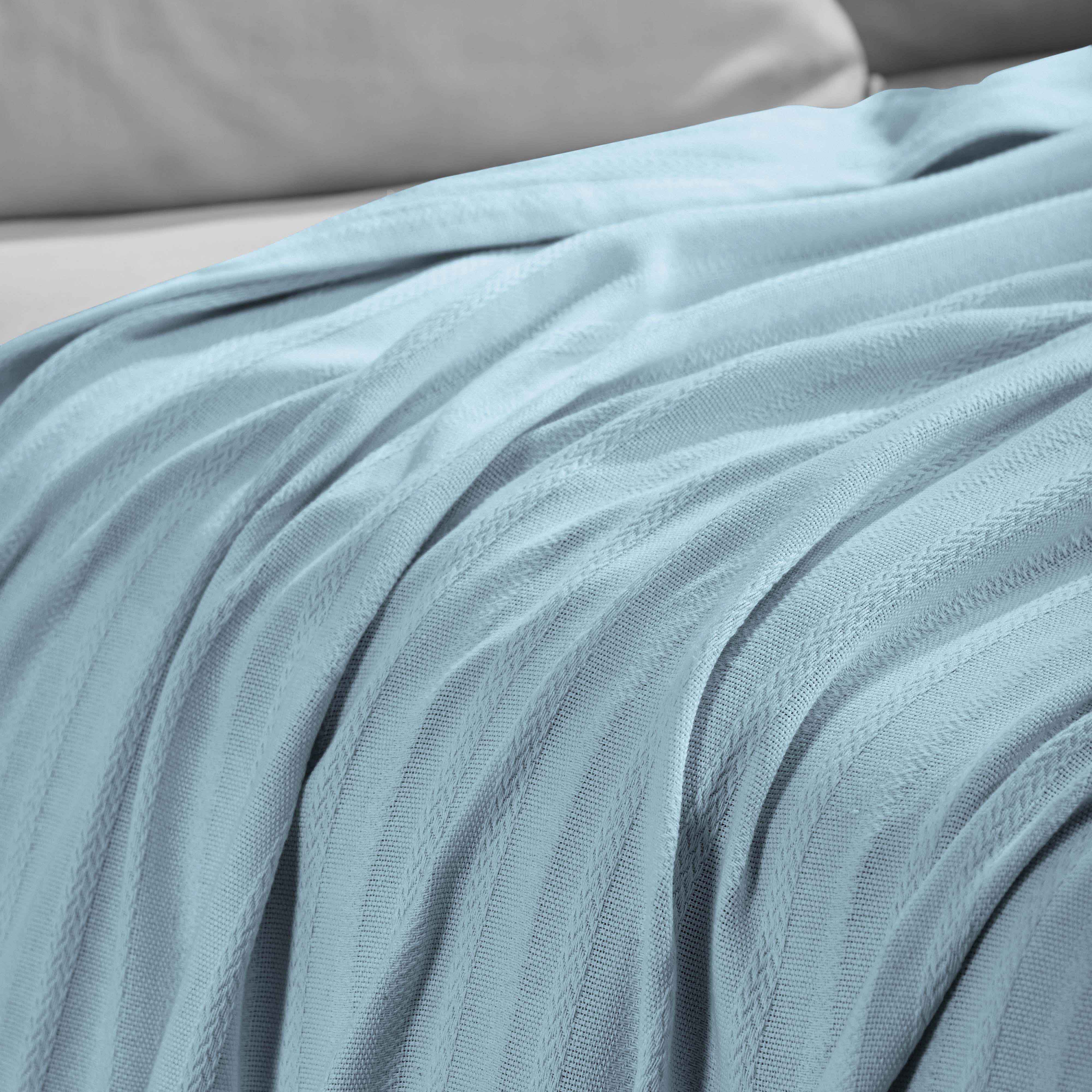 Soft Clara Cotton Textured Striped Lightweight Woven Blanket - Perfect for Sofa, Bed & Outdoor Picnics
