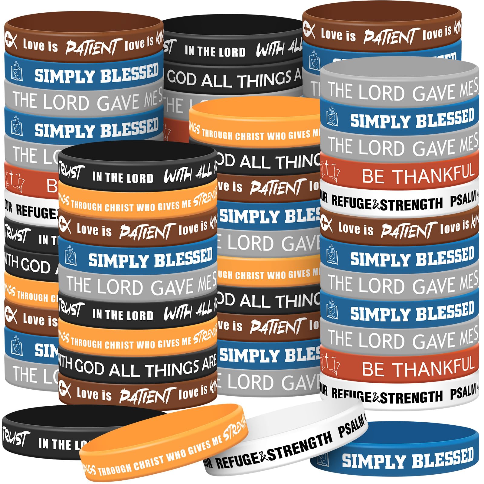 200 Pcs Religious Silicone Bracelets Bulk - Christian Scripture Rubber Wristbands with Bible Verses for Men, Women, Kids & Teens - Inspirational Spiritual Gifts for Church Events, Youth Groups & Faith-Based Parties (Retro Color)