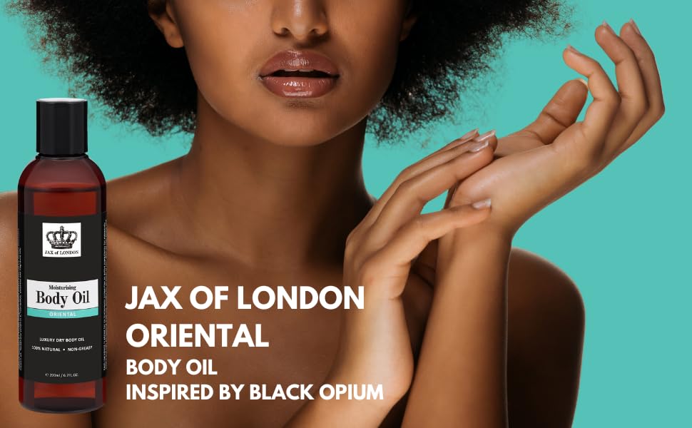 Jax of London 200ml Oriental Body Oil for Women - Moisturizing Massage Oil for Dry Skin, Firming & Stretch Marks - Aromatherapy & Relaxation - Perfect for Spa, Massage, and Daily Skincare Routine