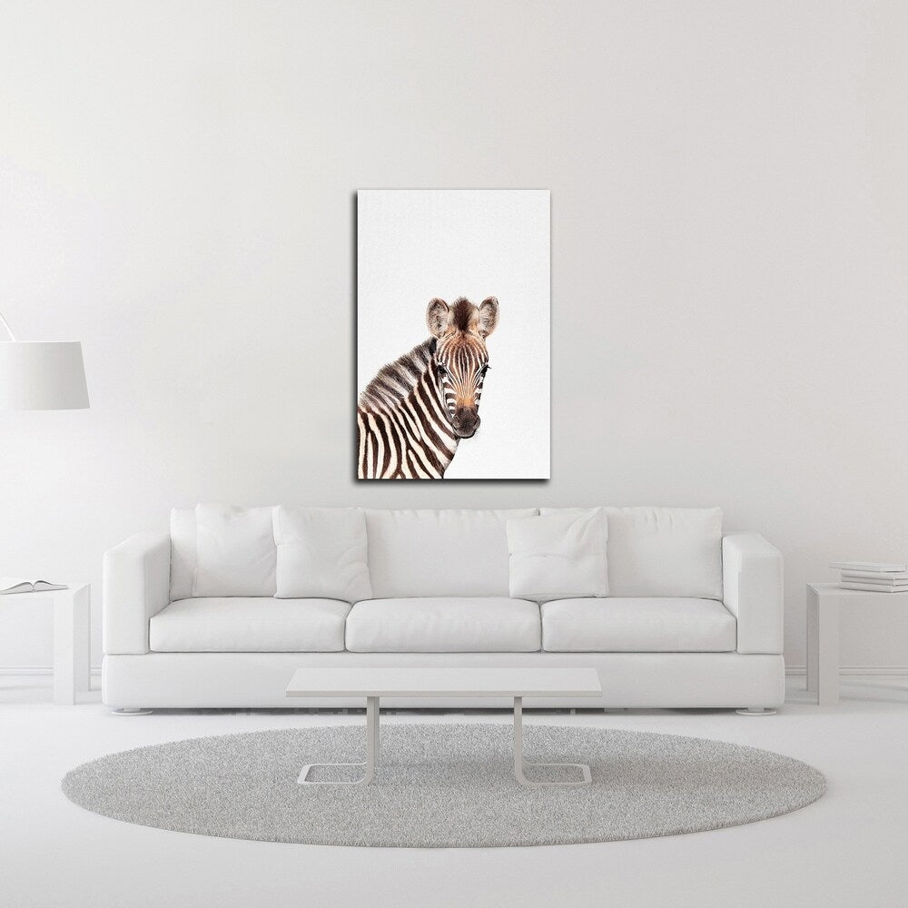 Baby Zebra Canvas Wall Art - Ready to Hang Nursery Decor | Modern Animal Print for Kids Room, Playroom & Baby Shower Gift