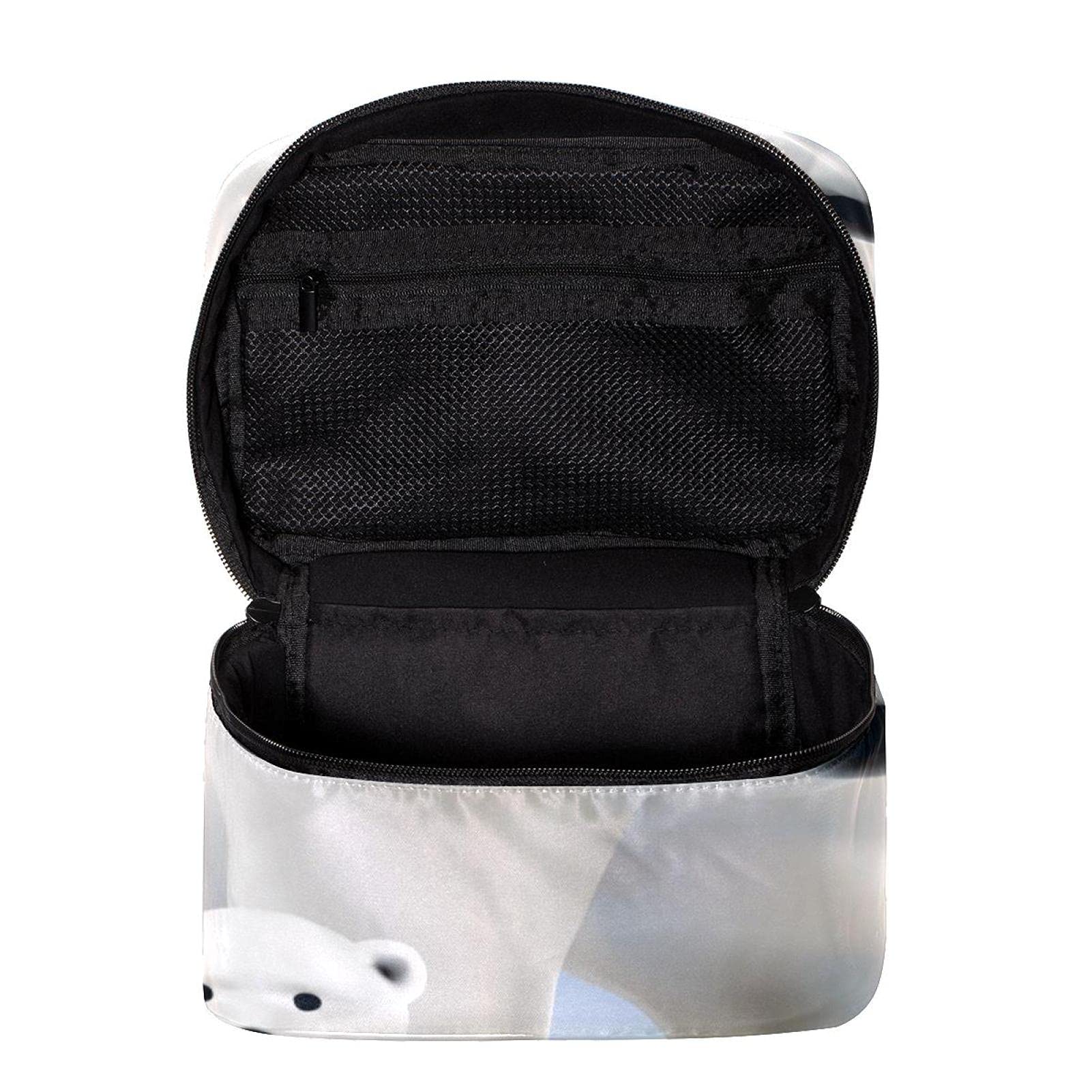 White Polar Bear & Baby Travel Makeup Bag - Large Cosmetic Organizer with Zipper - Waterproof Toiletry Bag for Women & Girls - Perfect for Travel, Gym, and Daily Essentials Storage