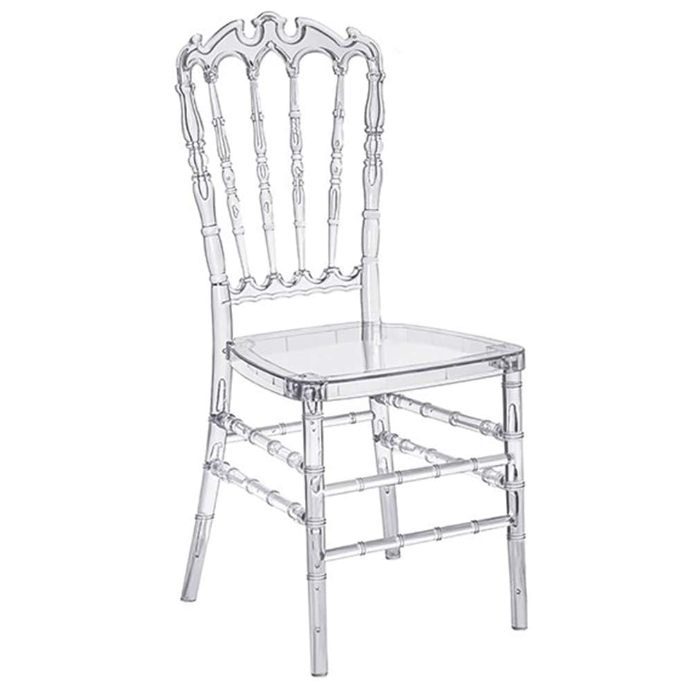 4-Piece Clear Crystal Acrylic Chair Set - Transparent Stackable Dining Chairs for Wedding, Banquet & Events (Crown Back Design) - Modern Home Decor, Restaurant Furniture & Party Seating Solution