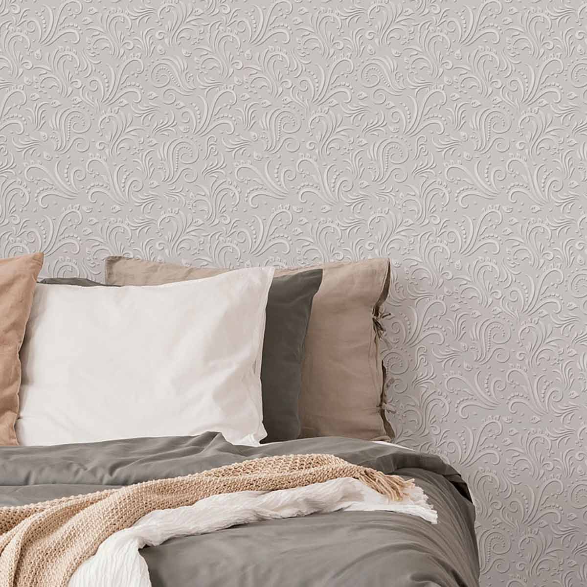Grey Motif Peel and Stick Removable Wallpaper - Self-Adhesive Decorative Wall Covering for Bedroom, Living Room, Nursery & Office Decor