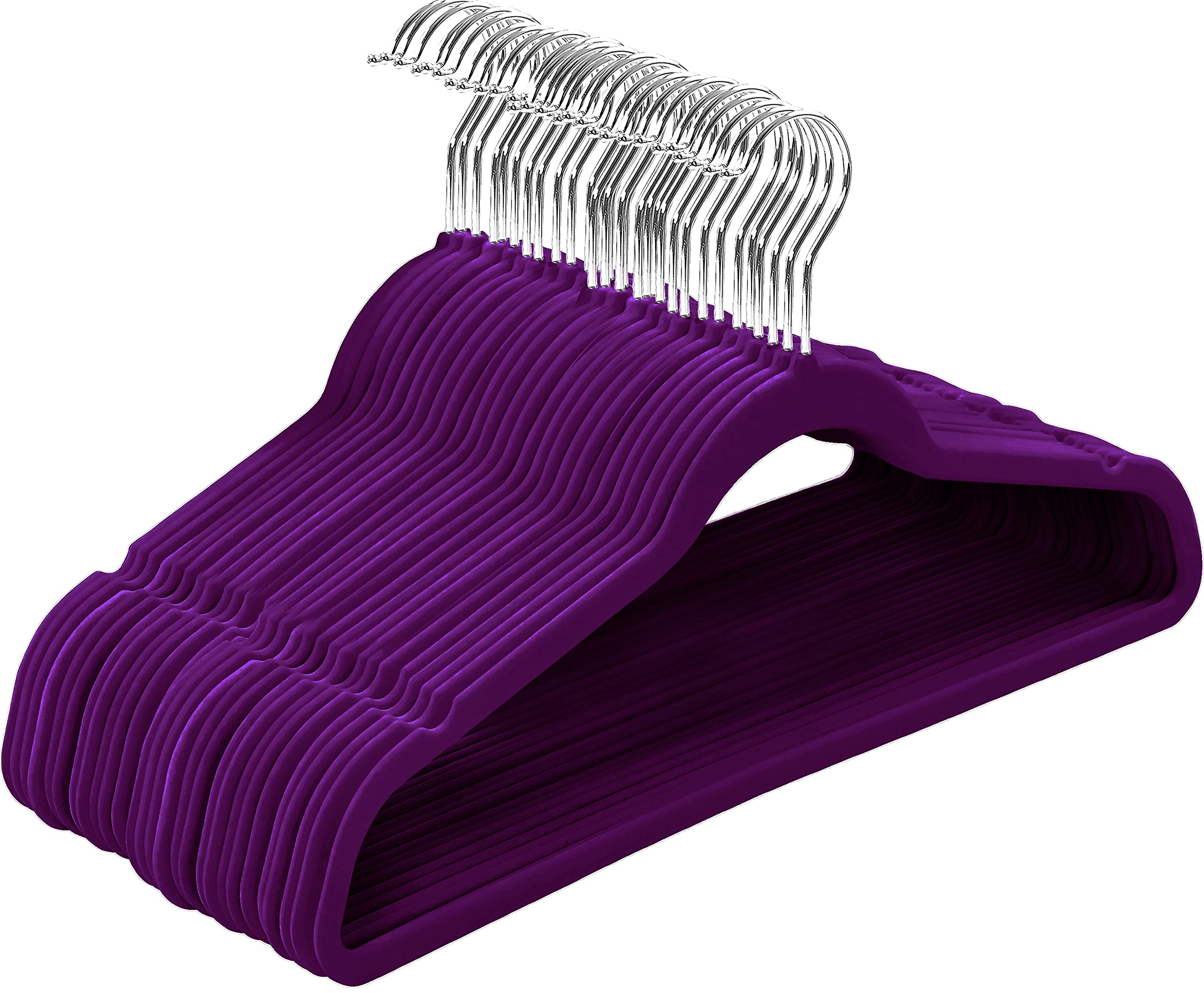 Utopia Home 50-Pack Velvet Non-Slip Hangers with 360° Rotating Hook - Heavy Duty Coat & Pants Hangers in Purple - Perfect for Closet Organization & Space Saving Wardrobe Storage