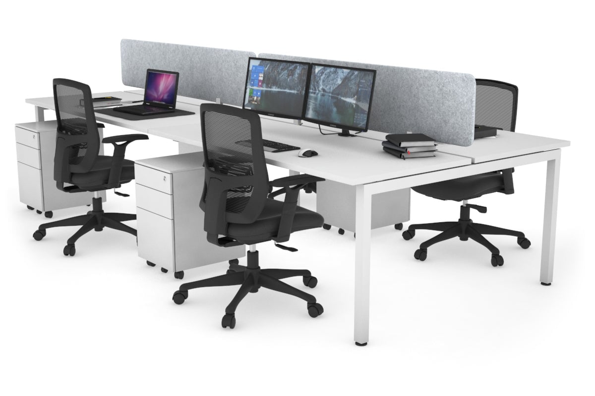 Quadro Square Legs 4-Person Office Workstation Desk - 1200L x 700W - Modern Office Furniture for Collaborative Workspaces & Team Meetings