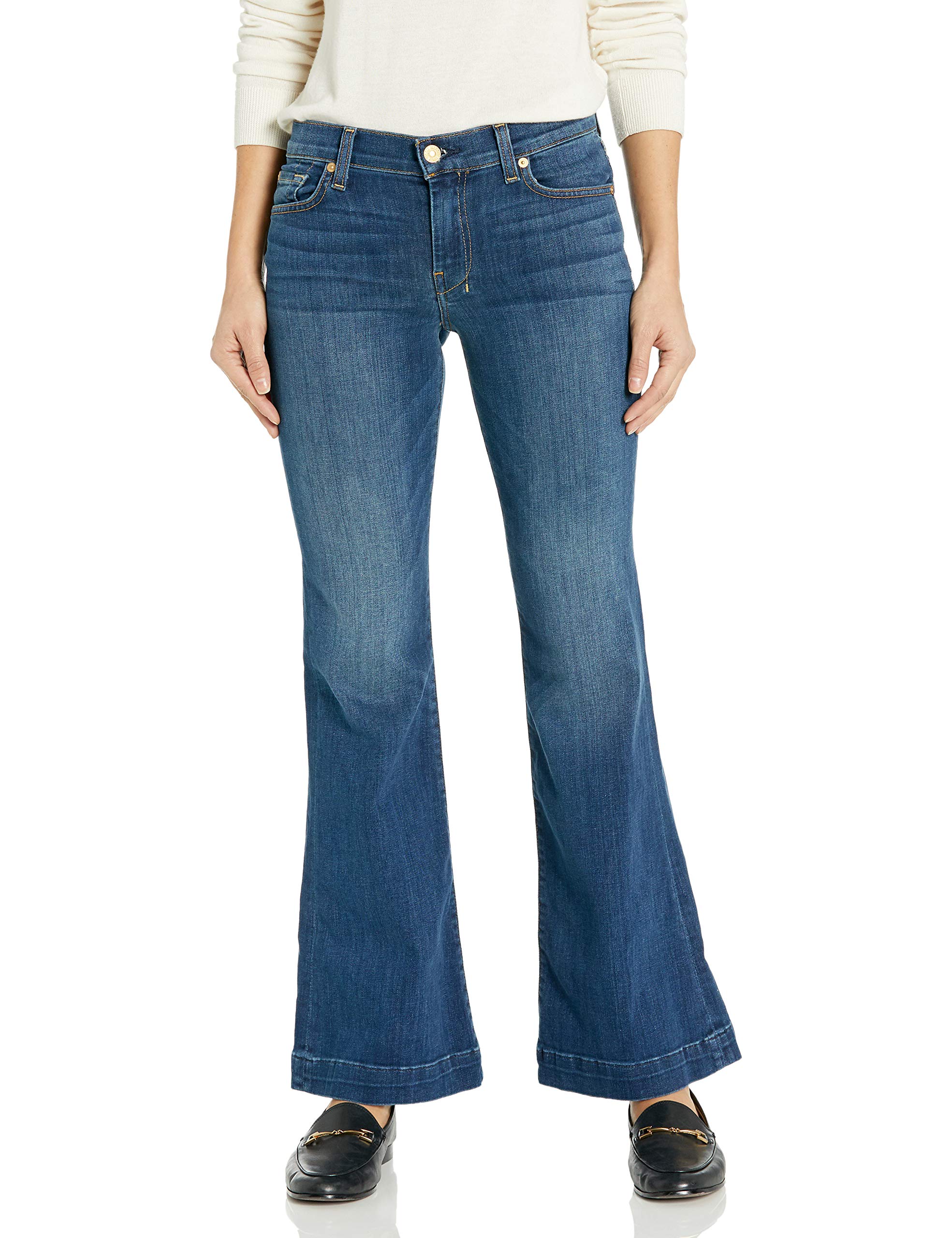 7 For All Mankind Women's Flare Wide Leg Jeans - High Waisted Stretch Denim Pants for Casual & Chic Outfits | Perfect for Work, Date Night & Weekend Wear