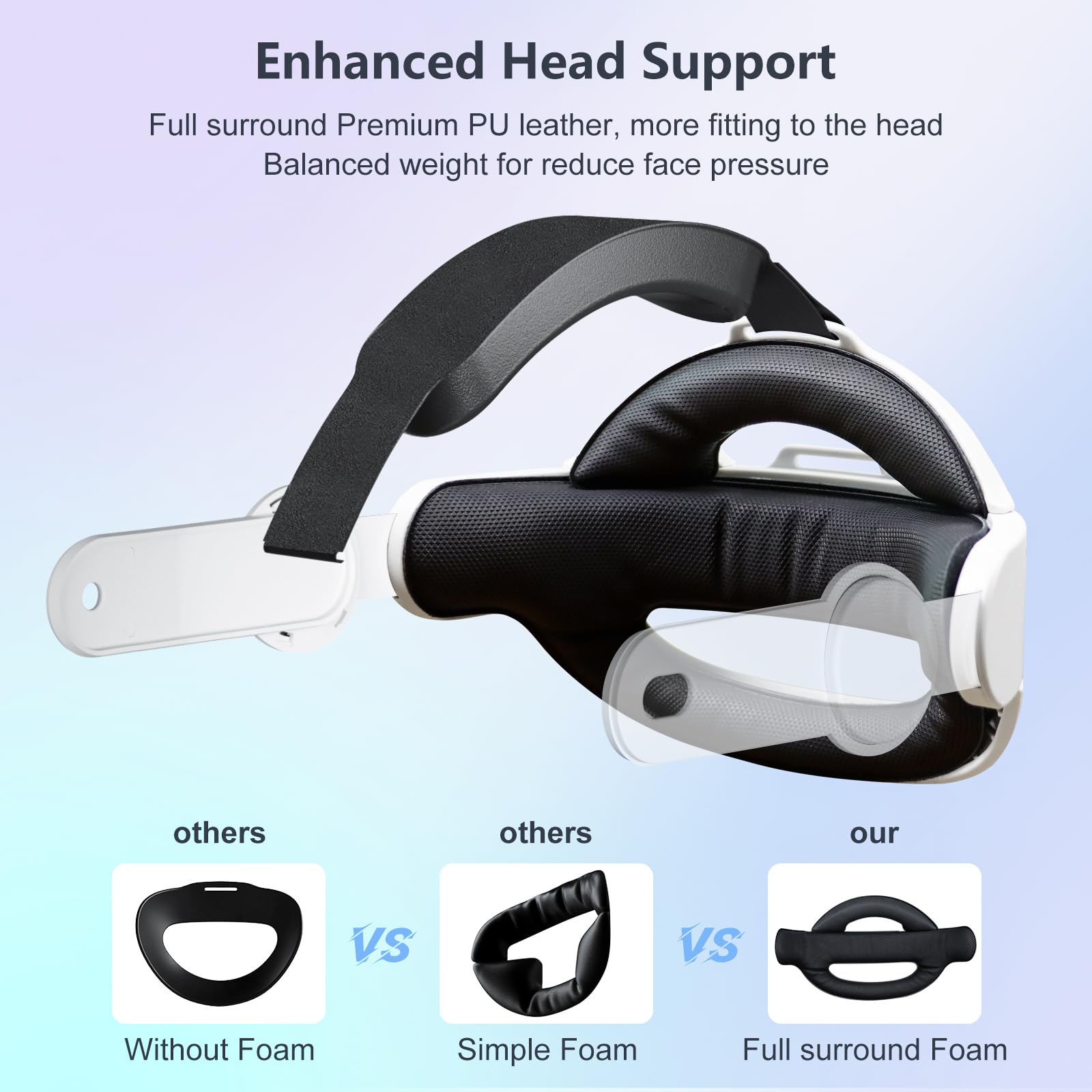 Meta Oculus Quest 3S/Quest 3 Elite Strap Replacement - Adjustable Pressure-Free Headband with Soft Cushion for Enhanced VR Comfort | Perfect for Long Gaming Sessions, VR Movies & Immersive Experiences