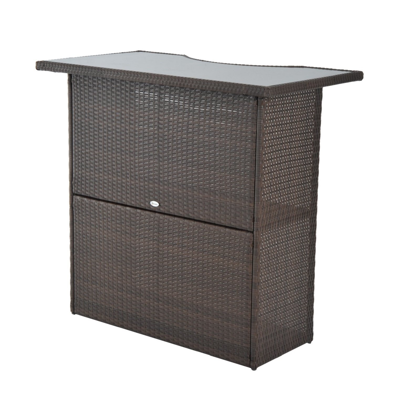 Outsunny 5-Piece Rattan Wicker Bar Set - High Top Outdoor Table with 4 Bar Stools & 2-Tier Storage Shelf, Dark Brown Patio Furniture for Garden, Poolside, Backyard, Deck & Outdoor Entertaining