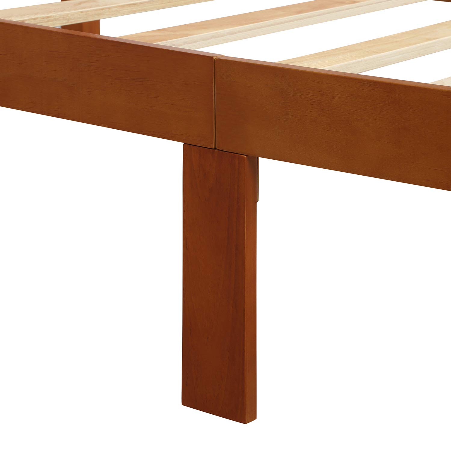 Solid Wood Twin Platform Bed Frame with Headboard & Footboard - No Box Spring Needed - Sturdy Oak Wood Bed for Kids, Teens & Adults - Perfect for Small Bedrooms, Guest Rooms & Dormitories