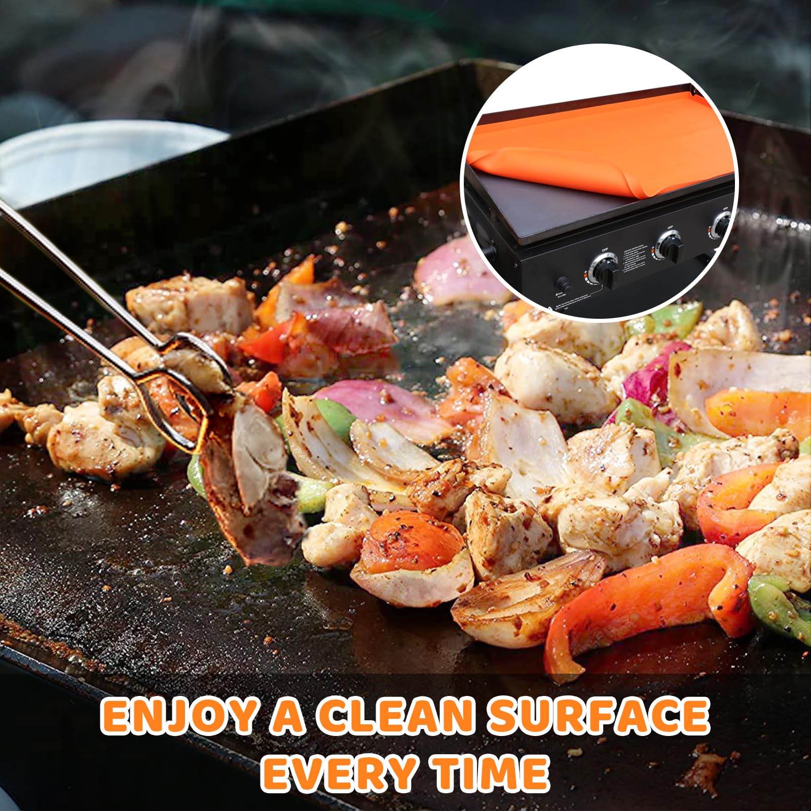 Utheer 36 Inch Heavy Duty Food Grade Silicone Griddle Mat with Spatula Mat for Blackstone Griddle - All Season Cooking Protective Grill Cover - Perfect for Outdoor BBQ, Camping & Backyard Cooking