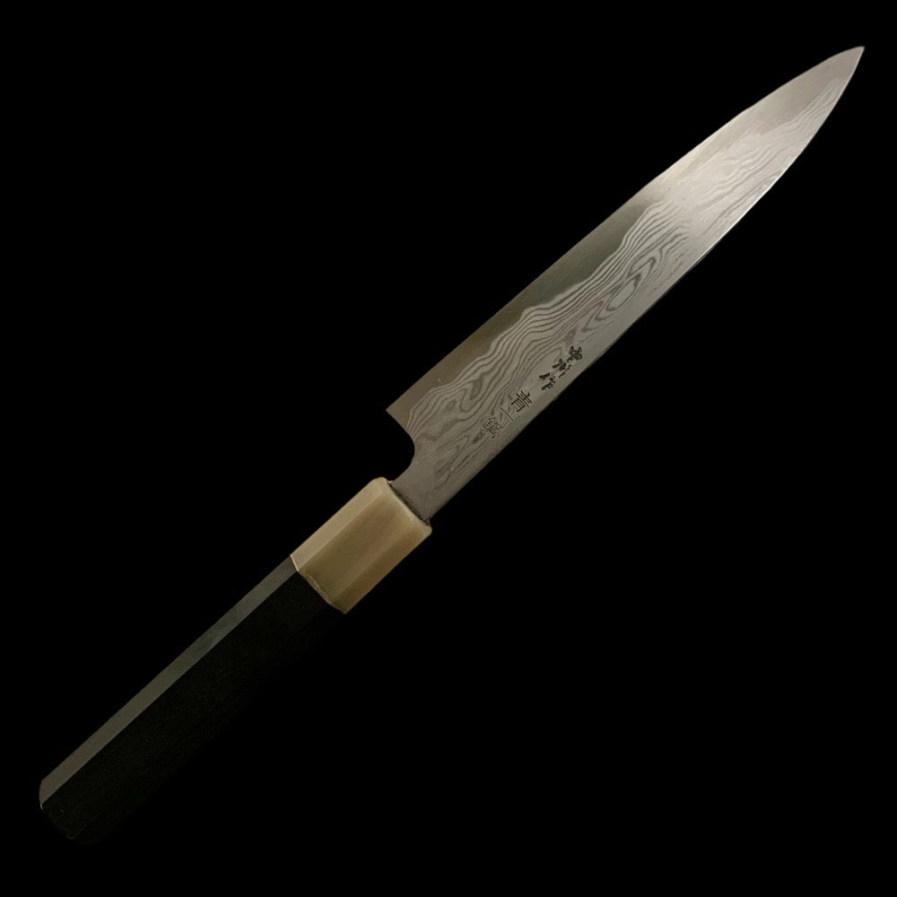 NAKAGAWA X MYOJIN Blue #1 Damascus Kasumi Petty Knife 150mm - High Carbon Steel Japanese Chef Knife for Slicing, Chopping & Precision Tasks - Perfect for Home Cooks & Professional Chefs