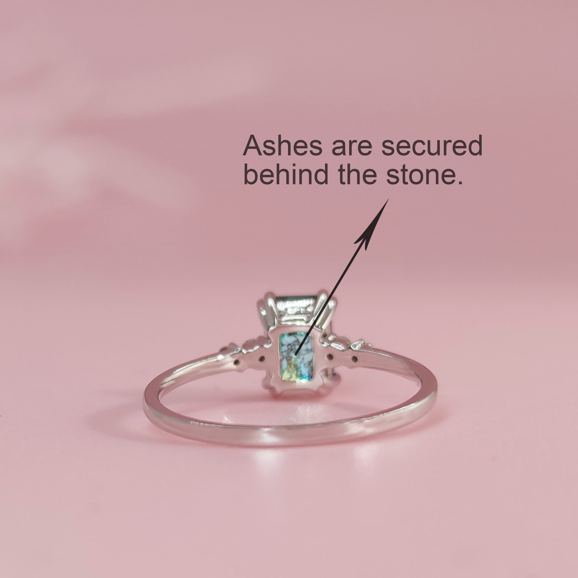 Radiant Cut Moissanite Memorial Ring for Ashes - Forever Treasured Keepsake Jewelry for Loved Ones | Perfect for Remembrance, Funeral & Special Occasions