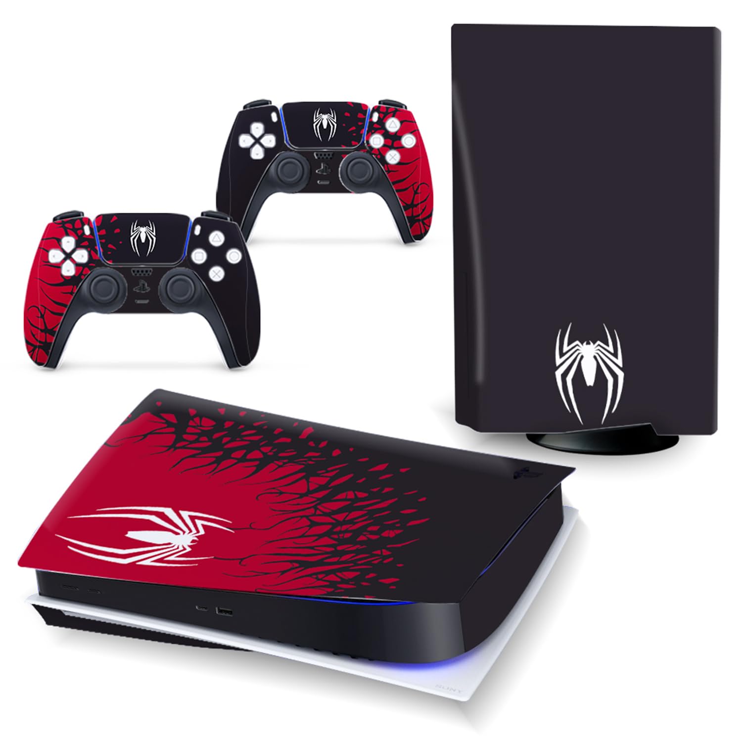 Premium Greshare Skins for PlayStation 5 PS5 Disc Edition - Spider Design Protective Vinyl Decal Stickers | Perfect for Gaming Setup, Home Decor & Gift Giving