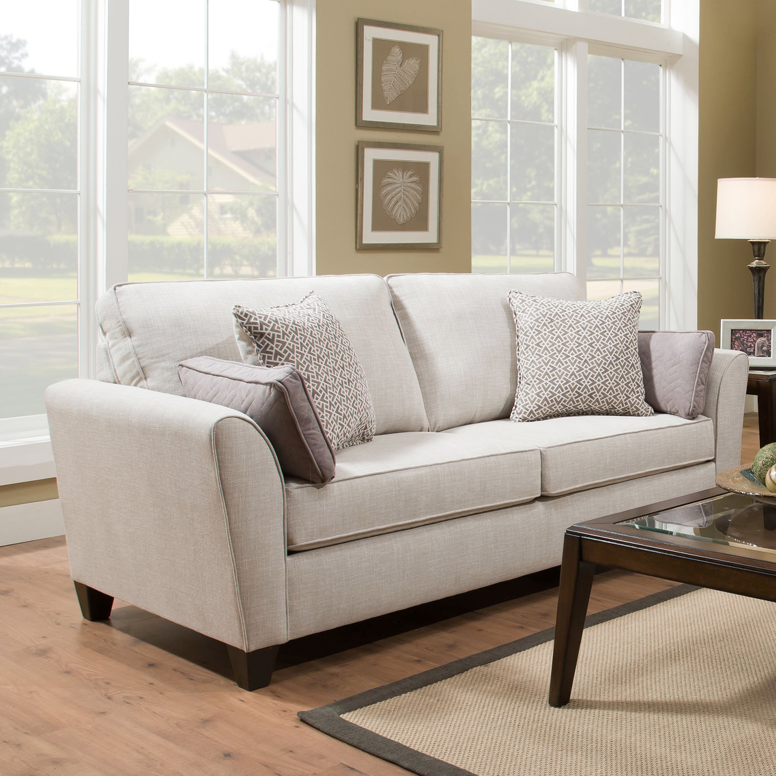 Samiene Transitional Style Fabric Flared Arm Sofa in Stone Gray - Modern Living Room Furniture for Comfortable Seating & Home Decor