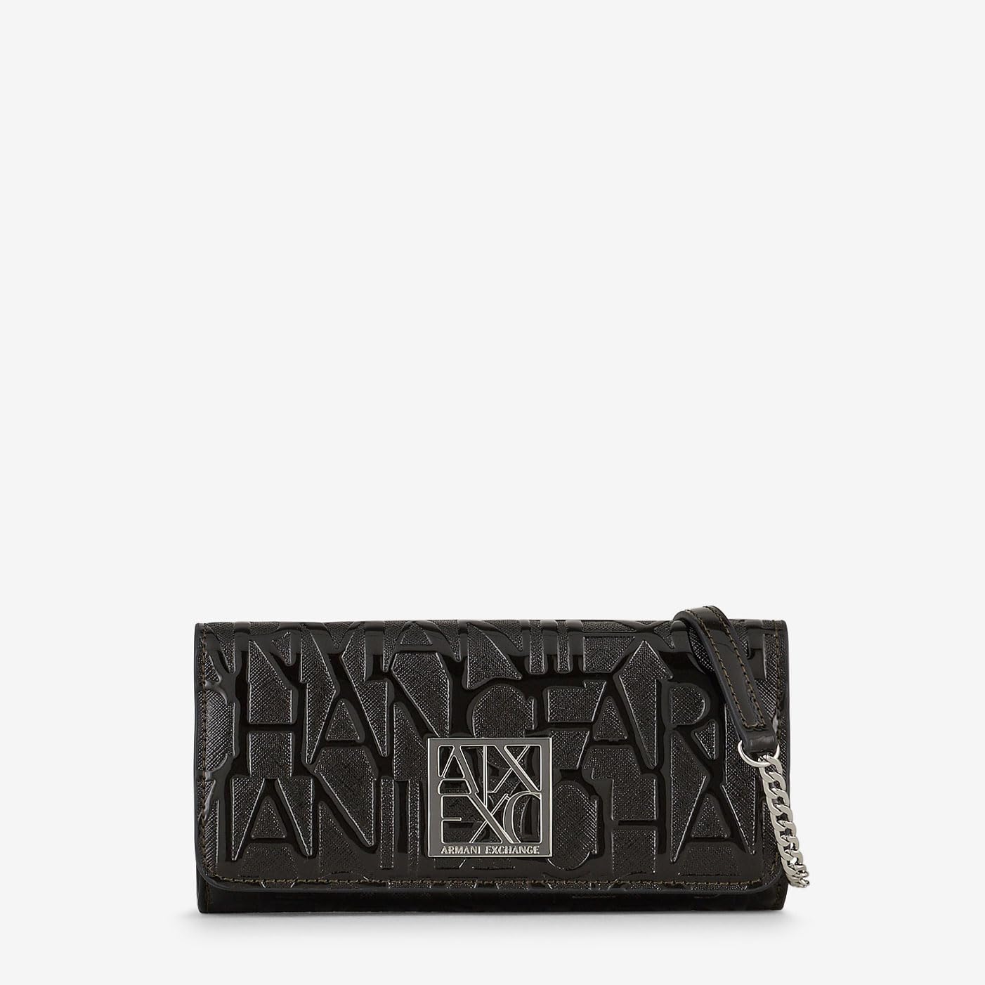 Armani Exchange Women's Chain Wallet - Embossed Logo Bifold Leather Wallet for Women - Fashionable Designer Wallet for Everyday Use, Parties & Gifting (One Size)