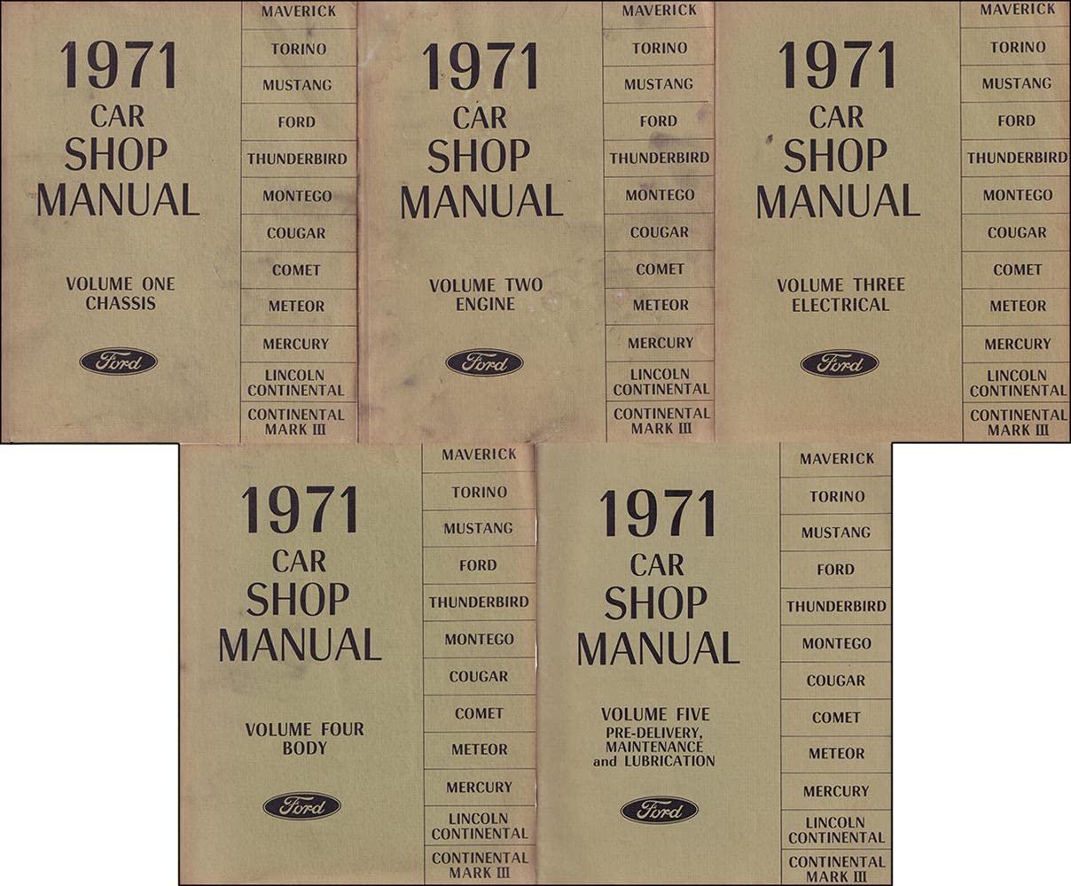 1971 Ford Lincoln Mercury Service Shop Repair Manual Set - 5 Volume Complete Collection for DIY Mechanics & Classic Car Restoration | Vintage Auto Maintenance Guide