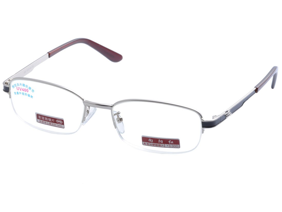 De Ding Men Women Metal Half Frame Reading Glasses - Stylish Lightweight Readers for Reading, Computer Work & Close-Up Tasks - Perfect for Office, Home & Travel Use