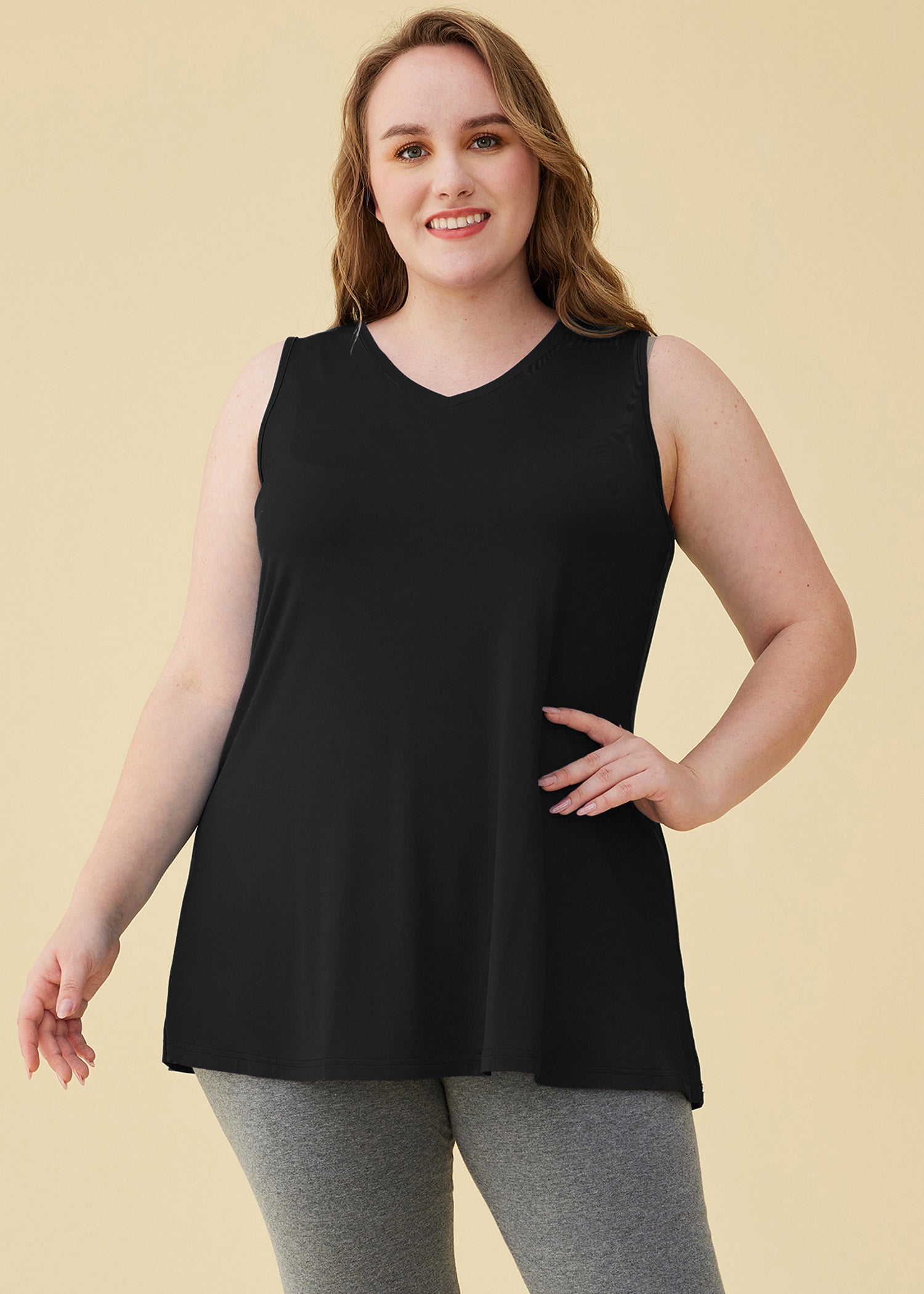 Women's Bamboo Viscose Sleeveless Tunic Top - Soft Flowy Pajama Tank for Sleep & Lounge - Perfect for Yoga, Travel & Summer Comfort