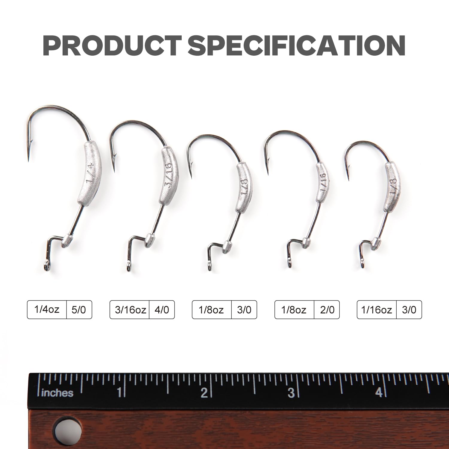 Premium Weighted Swimbait Hooks with Molded Bait Keeper - Weedless EWG Worm Fishing Hooks 2/0-5/0 (1/16-1/4oz) - 15 Pack for Bass, Trout & Saltwater Fishing