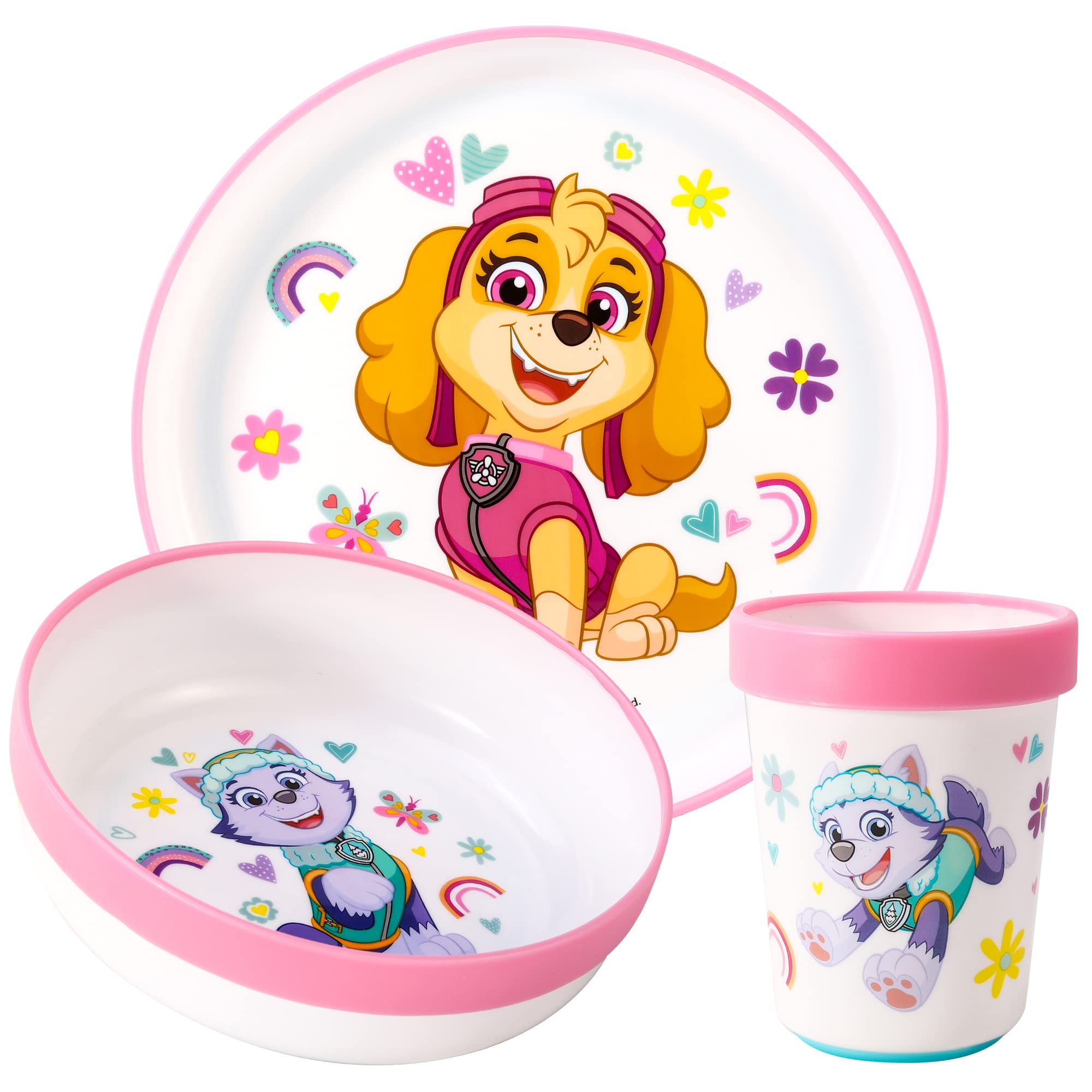 Paw Patrol 3-Piece Reusable Kids Dinnerware Set - Bicolor Plate, Bowl & Cup | Durable Premium Tableware for Toddlers | Perfect for Home, School & Picnics