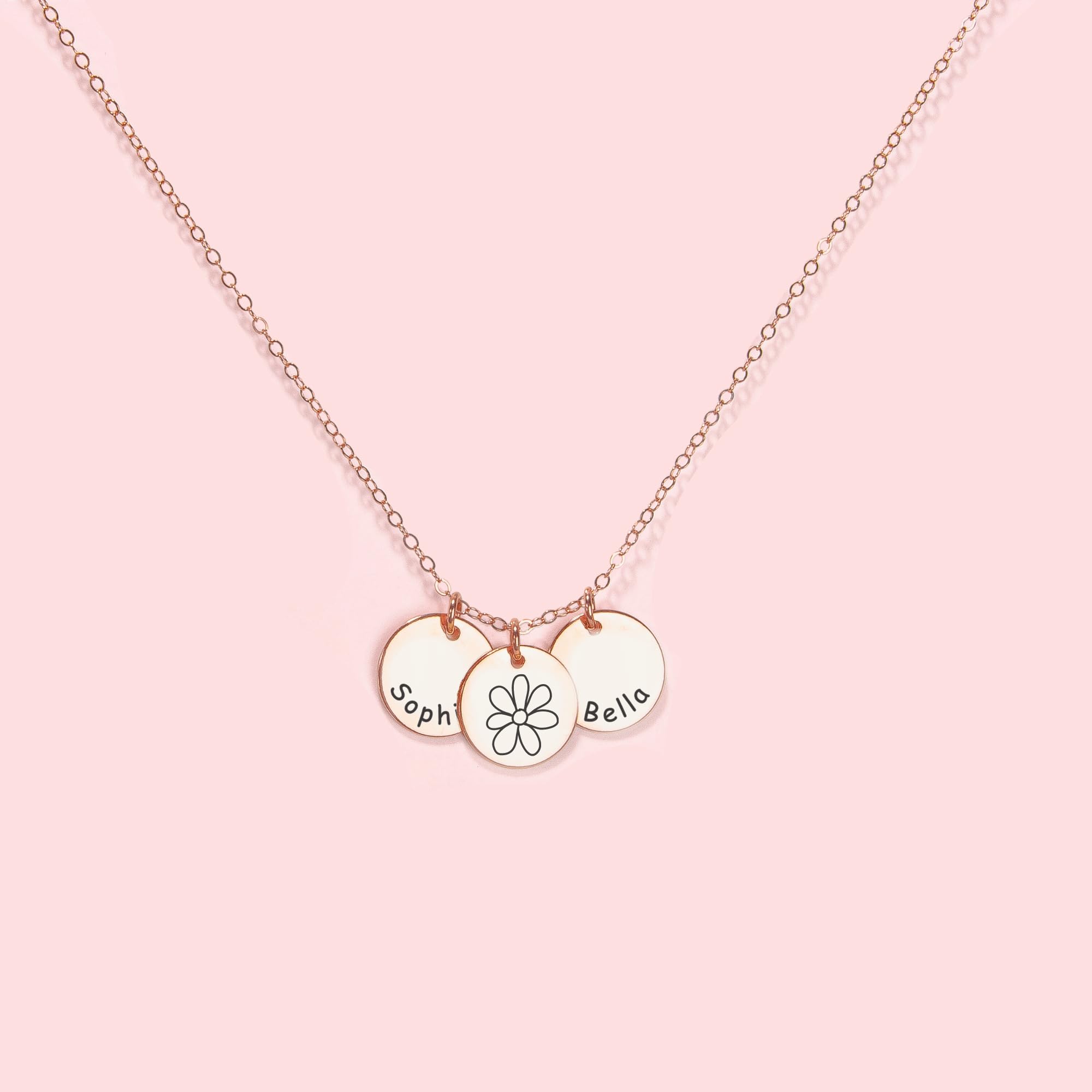 Personalized Engraved Round Disc Necklace - 14K Gold, Silver & Rose Gold Options | Custom Name Jewelry for Women, Gift for Her | Perfect for Anniversaries, Birthdays & Valentine's Day (16 Inch Chain)