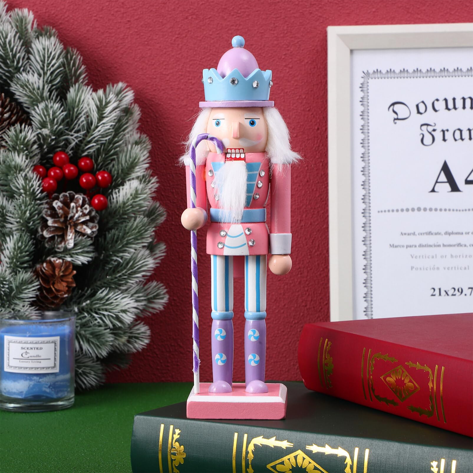 Festive Christmas Nutcracker Ornaments - Candy Cane & Peppermint Staff Soldier Figurine for Holiday Tree Decorations, Xmas Party Centerpiece, and Winter Home Décor