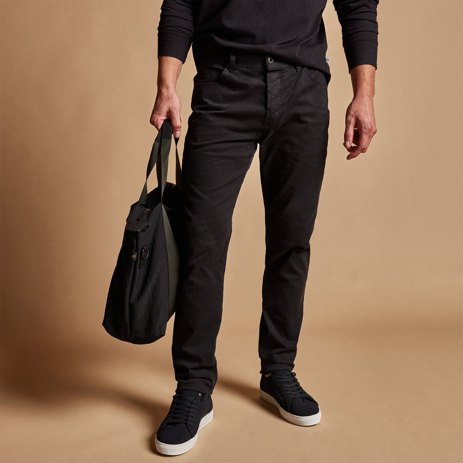 Men's Brushed Twill 5-Pocket Pants in Black - Comfortable Casual & Work Pants for Everyday Wear