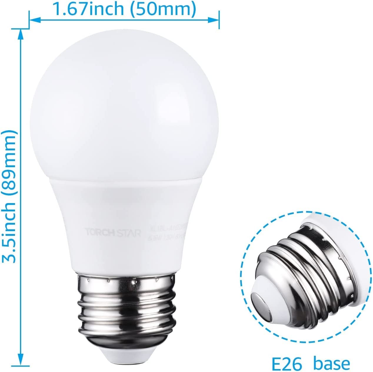 TORCHSTAR 12-Pack 5.5W A15 LED Light Bulbs - 40W Equivalent, Dimmable, 3000K Warm White, E26 Medium Base, G45 Bulb Shape - Perfect for Ceiling Fans, Desk Lamps, Vanity Mirrors, Bedroom, Living Room & Kitchen Lighting
