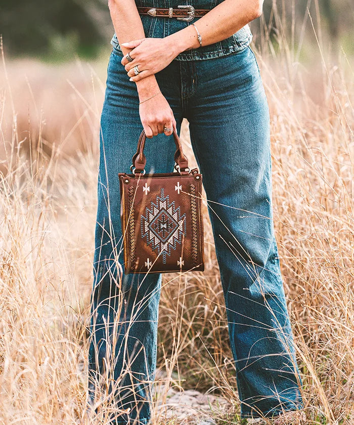 Montana West Aztec Embroidered Mini Crossbody Purse for Women - Stylish Boho Handbag with Adjustable Strap, Perfect for Travel, Shopping & Daily Use