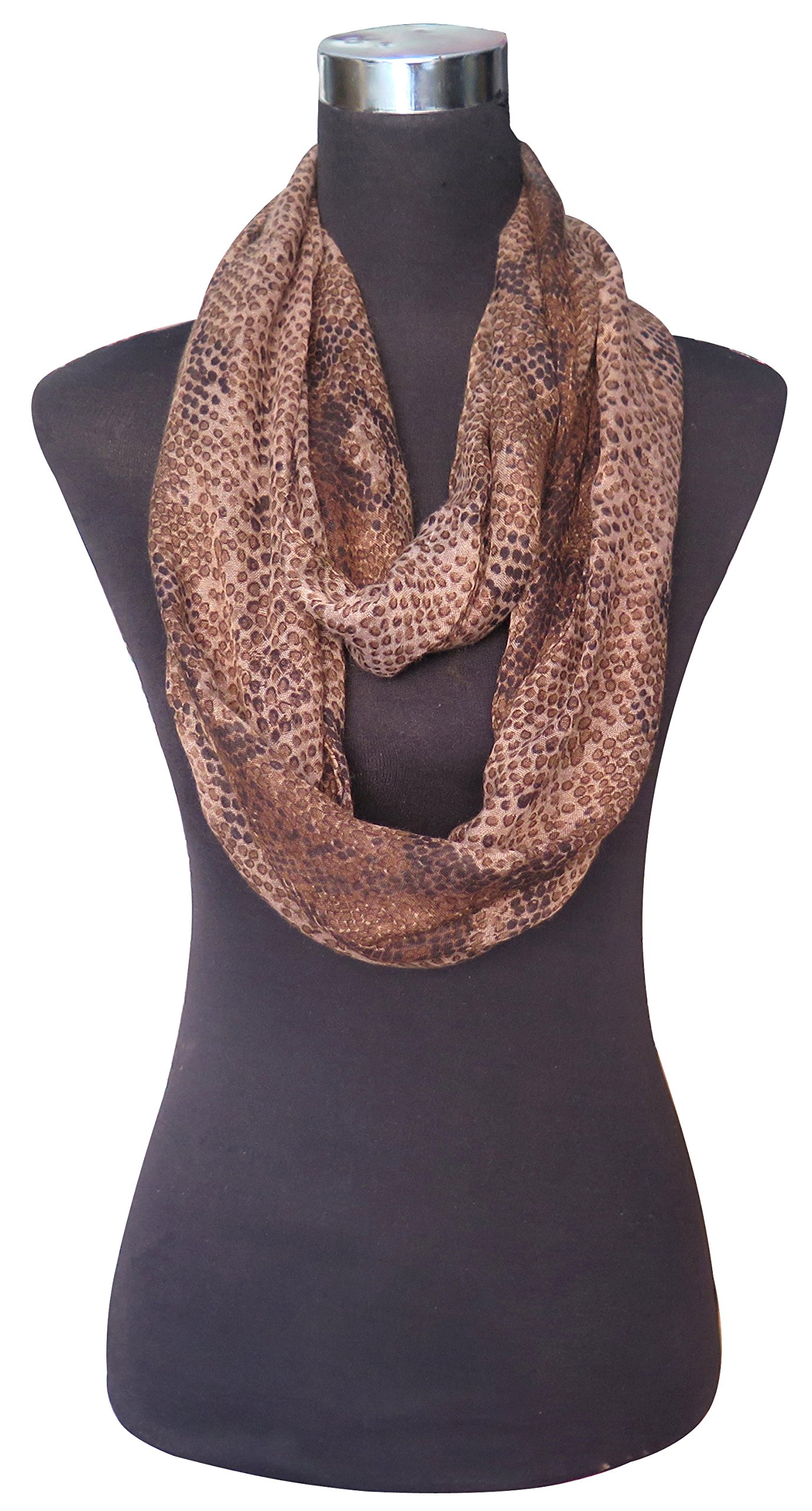 Lina & Lily Women's Fashion Snake Print Infinity Loop Scarf - Soft & Stylish Winter Accessory for Casual Outfits & Office Wear