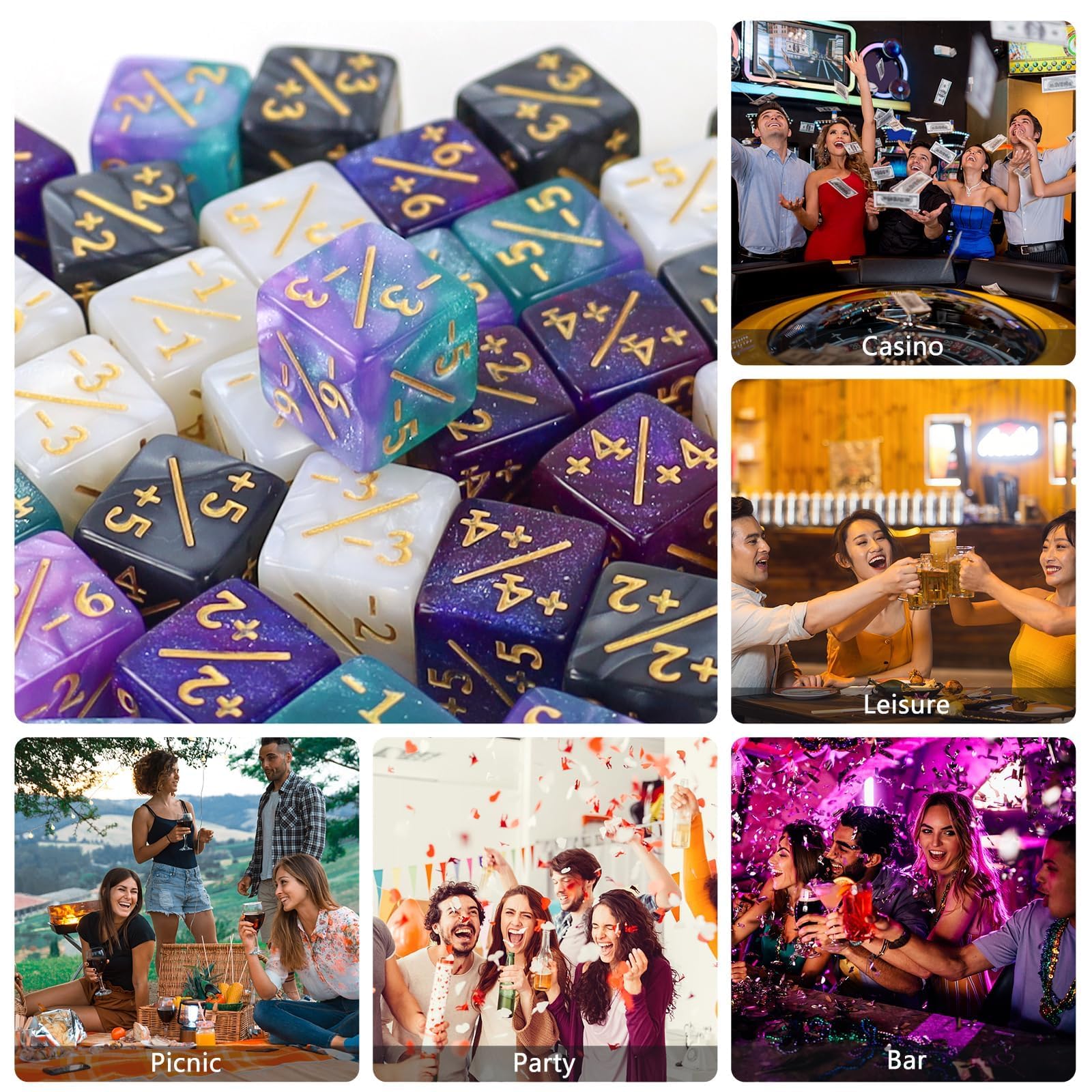 32-Piece MTG Token Counter Set - Magic Dice, D6 Loyalty Cube Dice - Compatible with MTG, CCG, TCG Card Games - Perfect for Game Nights & Tournaments
