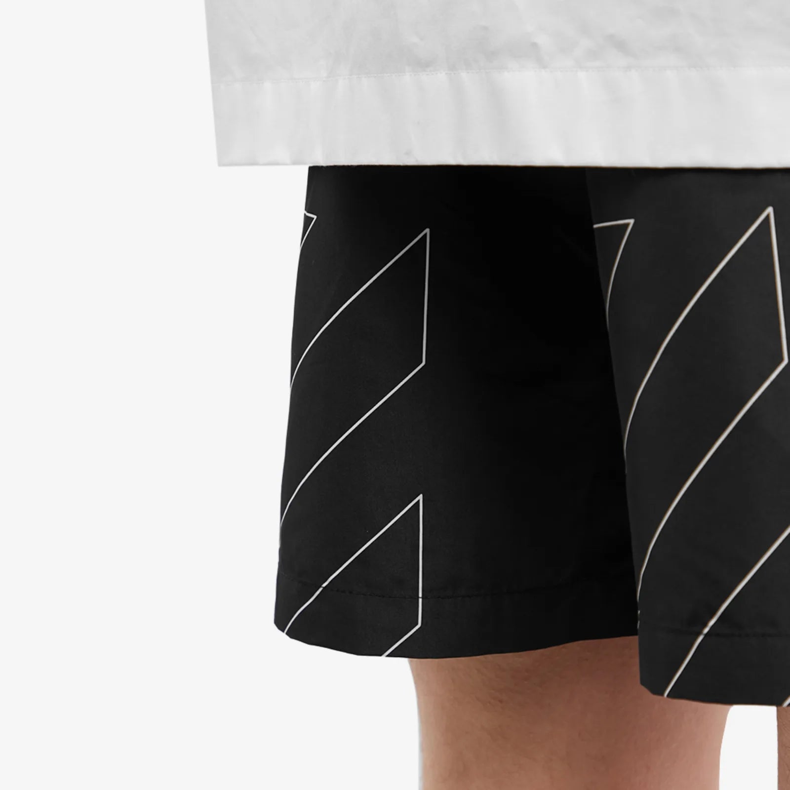 Off White Diagonal Outline Swim Shorts for Men - Quick Dry, Comfortable Beach & Pool Swimwear for Summer Vacation & Water Sports