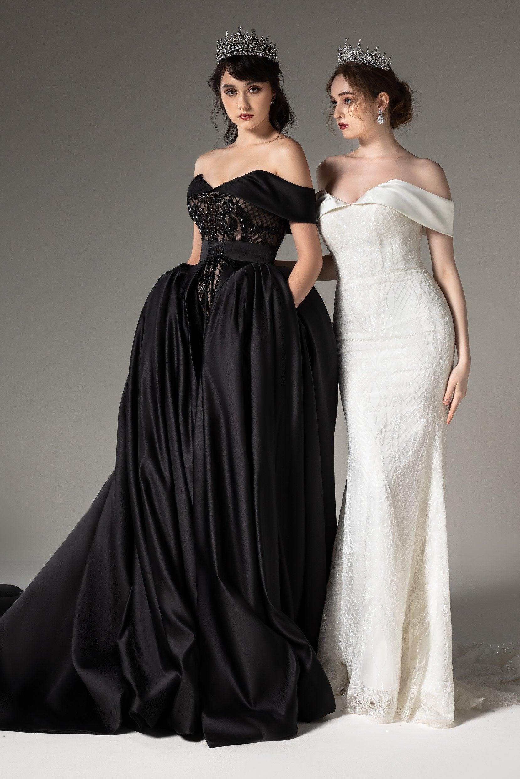Elegant Princess Chapel Train Satin Wedding Dress CW2513 - Perfect for Bridal Ceremonies, Formal Events & Fairy Tale Weddings