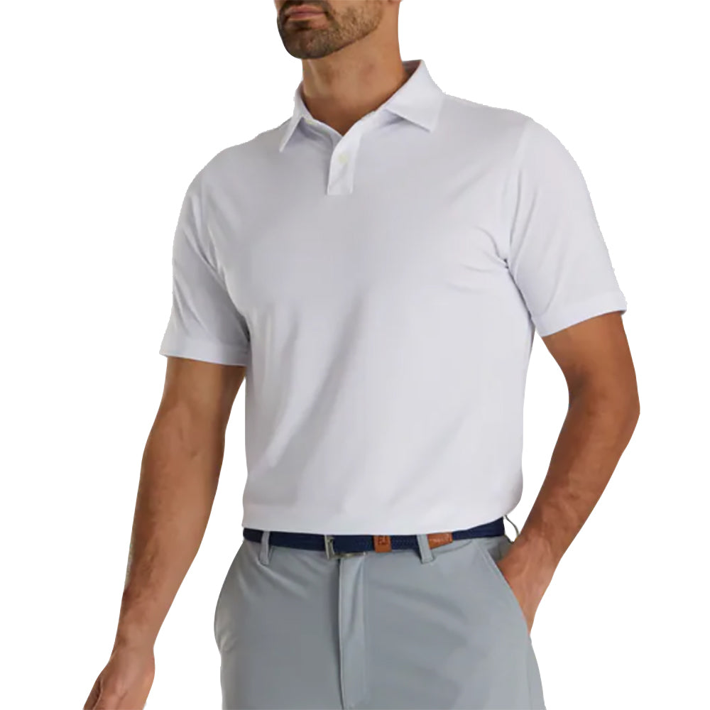 FootJoy Athletic Fit Solid Lisle Men's Golf Polo Shirt - Moisture Wicking & UV Protection for Golf Course & Casual Wear