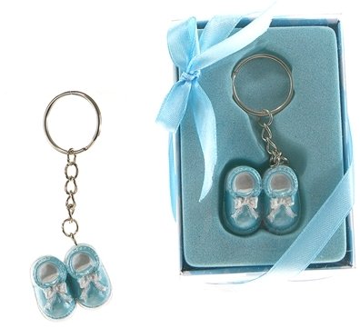 48-Pack Blue Baby Shoes Keychain - Cute Keepsake for Newborn Gifts, Baby Showers & Memory Boxes