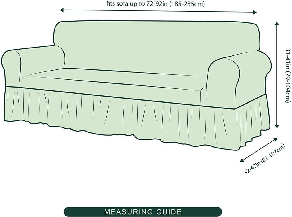 YYHSND Universal Sofa Cover - 1-Piece Stretchable Couch Slipcover, Washable Durable Seersucker Fabric Furniture Protector with Skirt (Almond, 3-Seater) for Living Room, Office & Home Decor