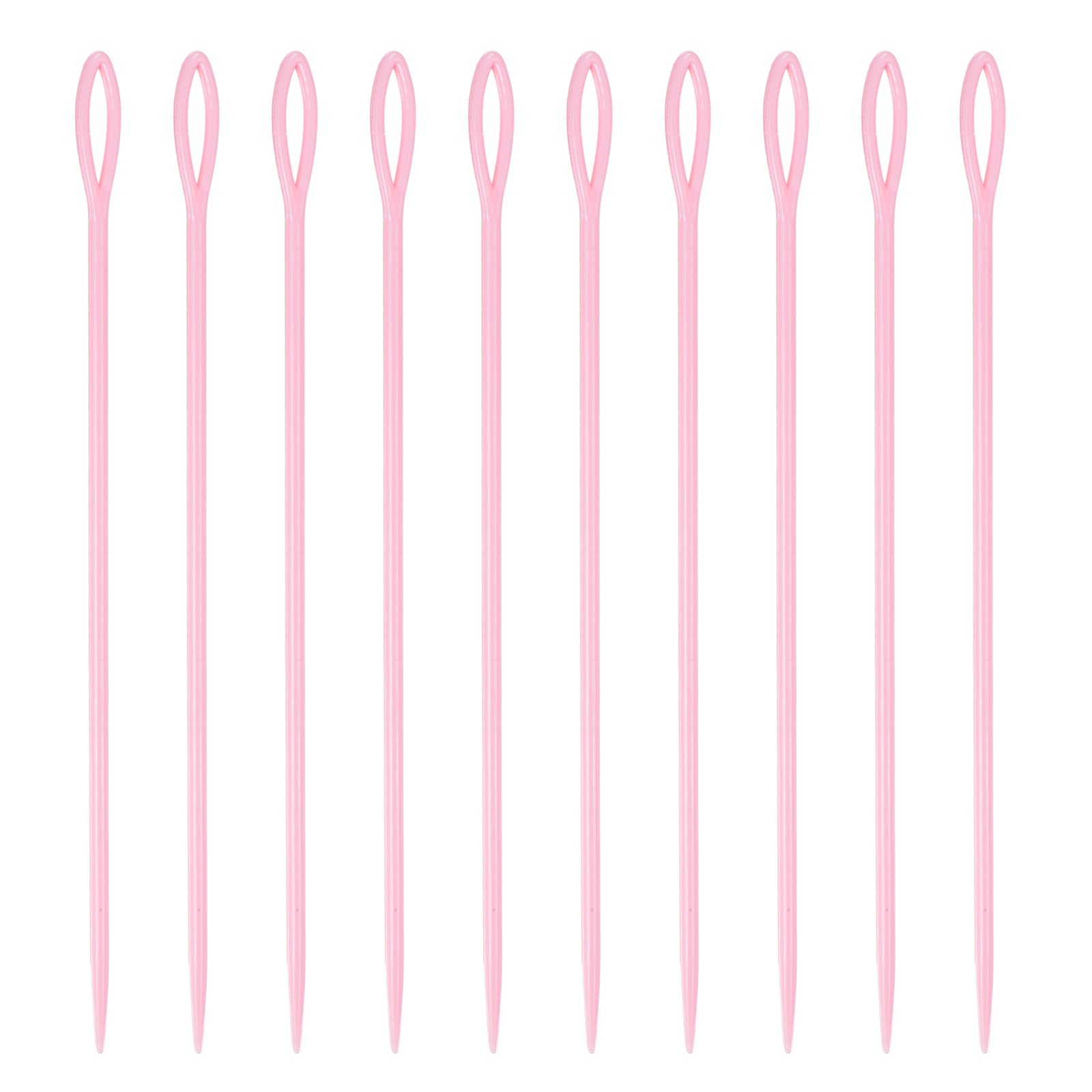 HARFINGTON 20pcs Plastic Sewing Needles - 15cm Large Eye Blunt Needles for Handmade Crafts, DIY Sewing & Stitching (Pink) | Perfect for Beginners, Kids & Fabric Arts Projects