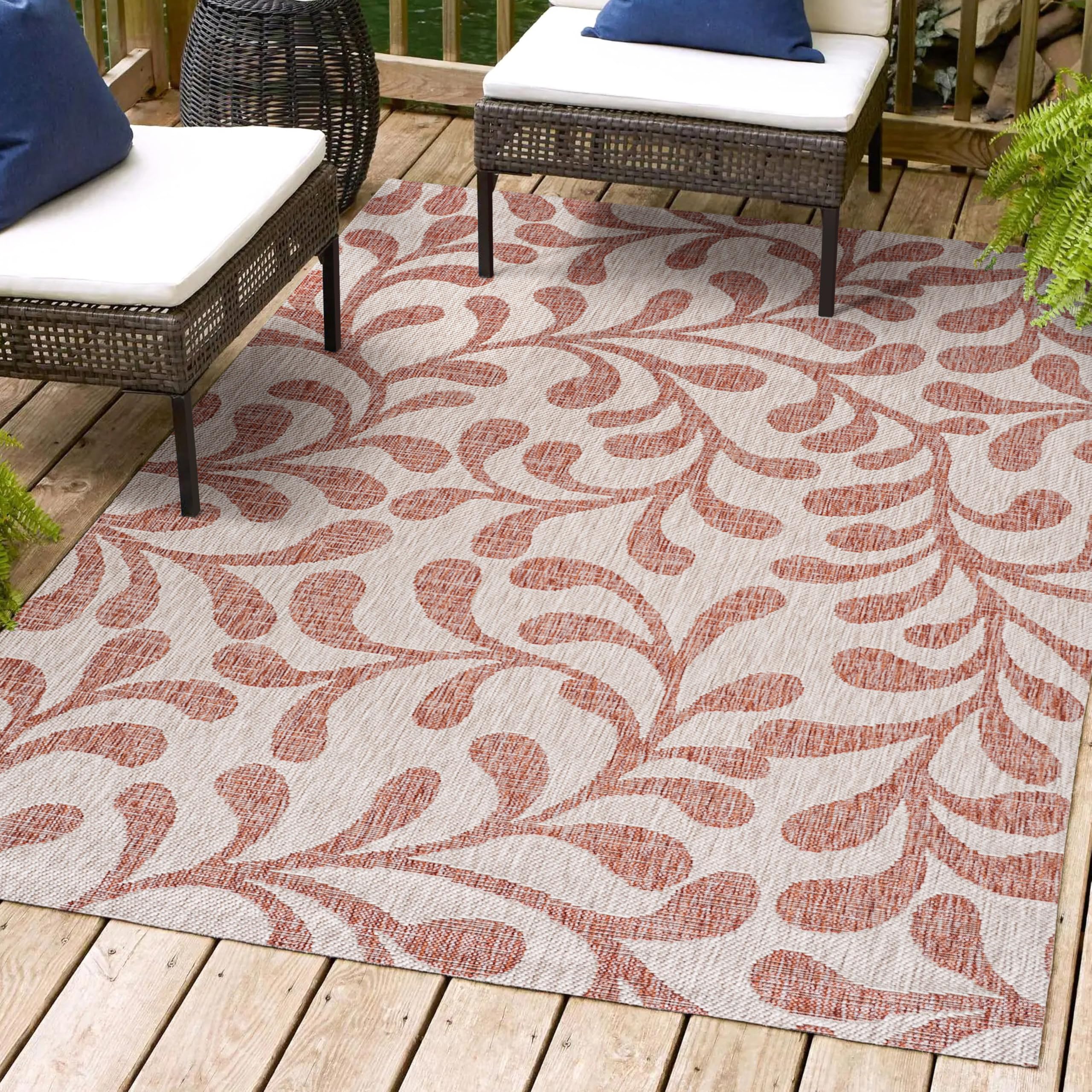 JONATHAN Y SMB117B-3 Bohemian Coastal Indoor/Outdoor Area Rug - 3x5 Feet, Red/Beige, Non-Shedding & Easy to Clean - Perfect for Bedroom, Kitchen, Backyard, Patio & Coastal Decor