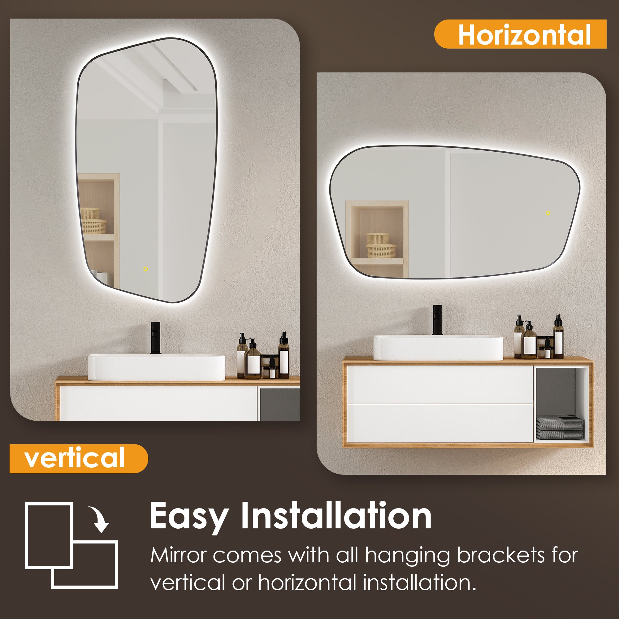 Florian 26x48 Inch Anti-Fog Dimmable LED Bathroom Mirror - Modern Vanity Wall Mirror with Aluminum Frame for Makeup & Shaving - Perfect for Bathrooms, Bedrooms, and Dressing Rooms